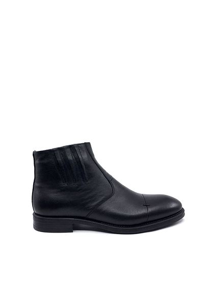 Smart 1024 Black Genuine Leather Men's Classic Boots with Fur Inside