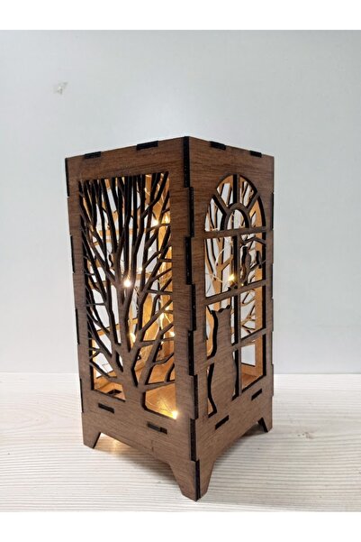 hankara Masa Lambası ahşap abajur masa üzeri dekoratif süs pilli