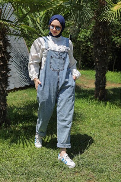 Aşkın fashion Women's Blue Denim Jumpsuit Salopet