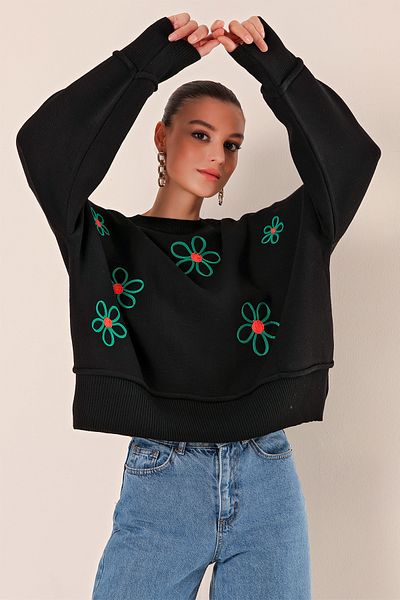 Bigdart 15824 Übergroßer Poncho-Pullover – Schwarz