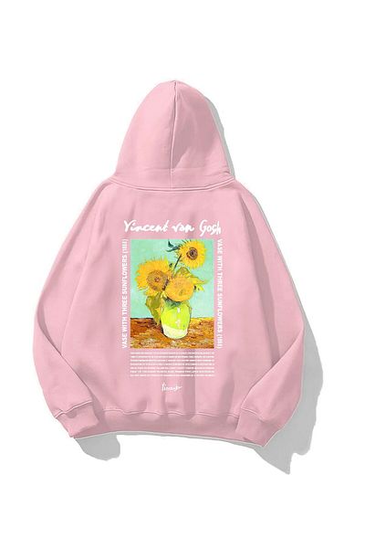 The Champ Clothing Vincent Van Gogh Printed Pink Unisex Hoodie - Hooded Fleece φούτερ
