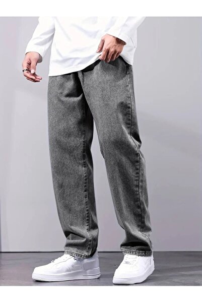 Cuqq Denim Ανδρικό φαρδύ μοντέλο Acid Wash Grey Jeans Παντελόνι Jean