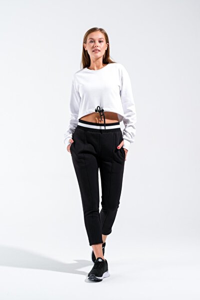 Signature Style 724501_Women-Girls Round Neck Waist-Tied Crop Dancing Sweatshirt