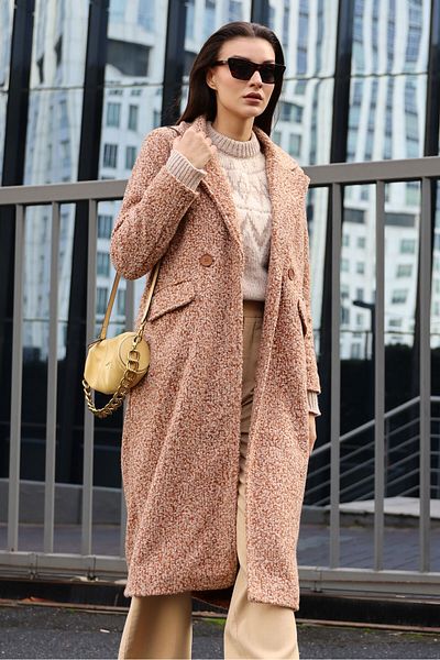 Bigdart Tan Oversize Long Boucle Coat 9127