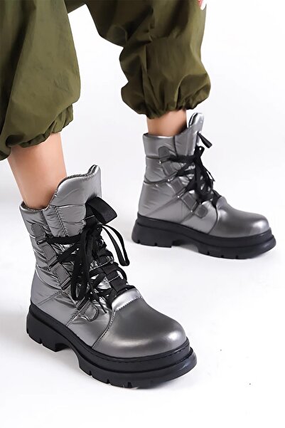 Mergenshoes KP02 Platin Paraşüt Detaylı Kışlık Kadın Kar Botu