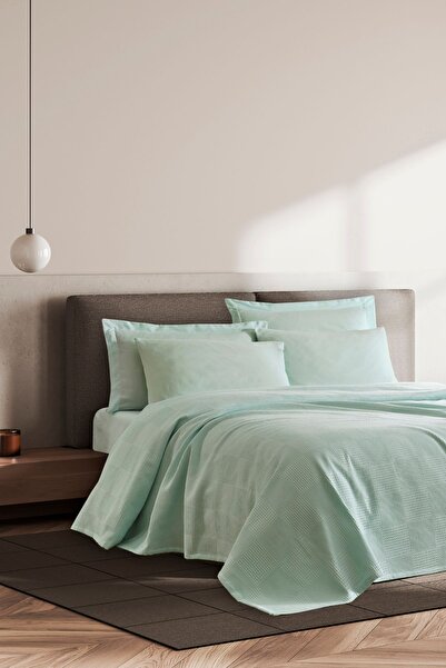 Enlora Home Plain Düz Renk Pike Takımı Tek Kişilik Mint