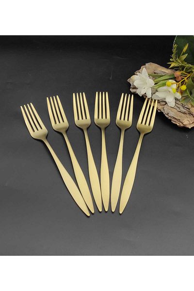 BRONDOFF Carmen Matte Titanium Gold 6 Pieces Dinner Forks