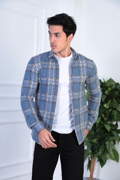 jack carisma Гъвкава и удобна мъжка риза Lumberjack - SLIM FIT плетена