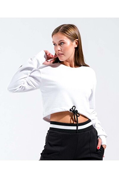 Signature Style 724501_Women-Girls Round Neck Waist-Tied Crop Dancing Sweatshirt