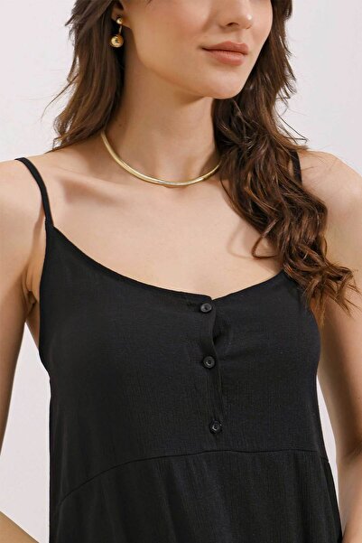 Bigdart 2403 Askılı Midi Elbise - Siyah