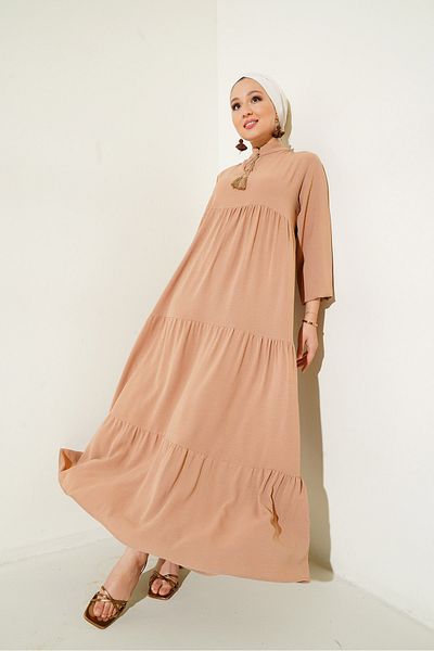 Bigdart 1627 Hijab-Kleid mit Kragen und Schnürung - D.Mink
