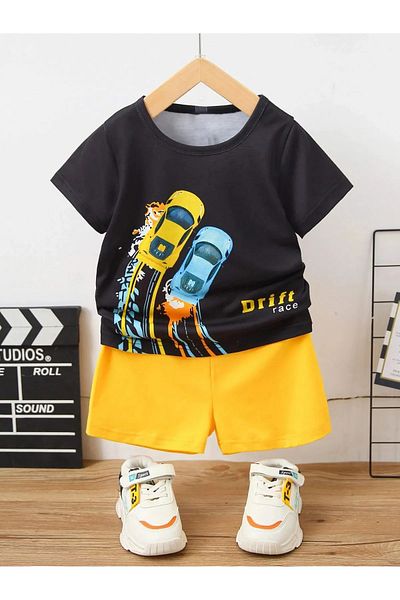 MANCY Children's Drift Printed T-Shirt and Shorts Top and Bottom Set