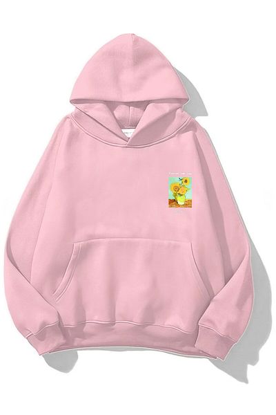 The Champ Clothing Vincent Van Gogh Printed Pink Unisex Hoodie - Hooded Fleece φούτερ