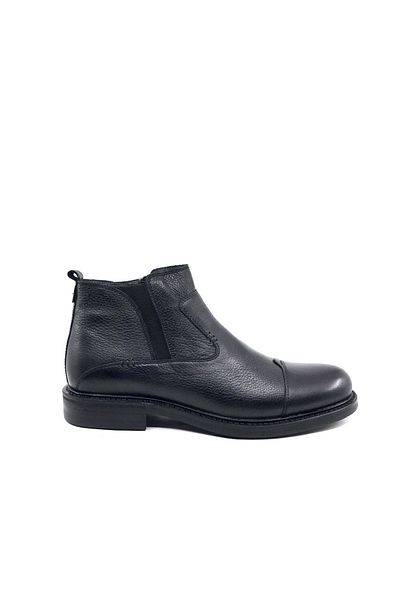 Smart 1042 Black Genuine Leather Men's Boots with Fur Inside