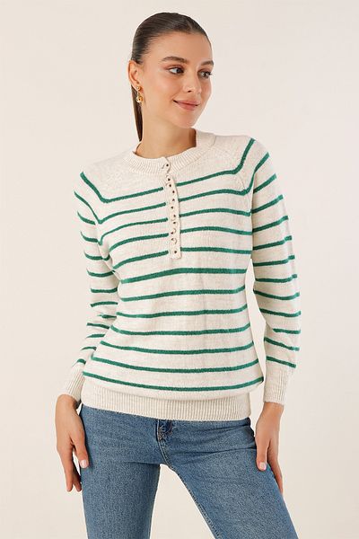 Bigdart 15808 Buttoned Sweater - Ecru