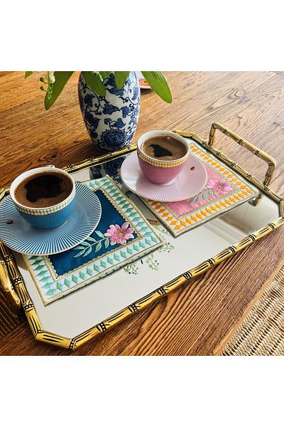 ge living La Majorelle Compatible Pink and Green Cocktail Napkin (2 Pieces)
