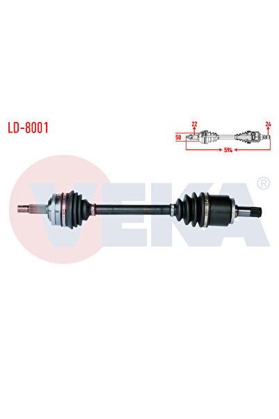 Veka KOMPLE AKS SOL ON 6 BILYALI TIP UZUNLUK 594mm LADA SAMARA 1500 1986-1994...