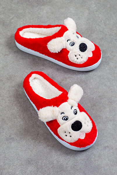 DRY WOOD Soft Plush Dog Patterned Winter House Slippers - Comfortable Design