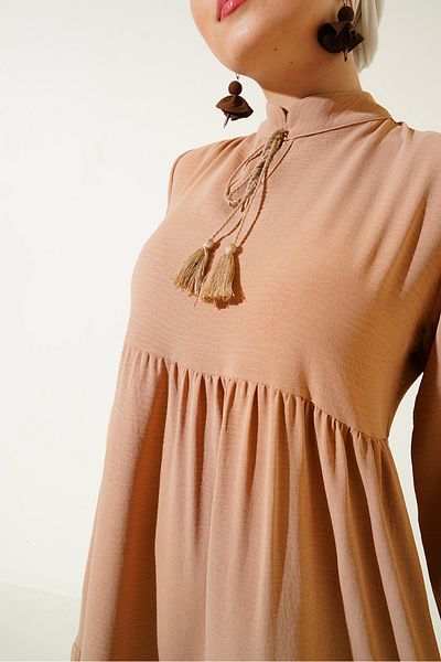 Bigdart 1627 Hijab-Kleid mit Kragen und Schnürung - D.Mink