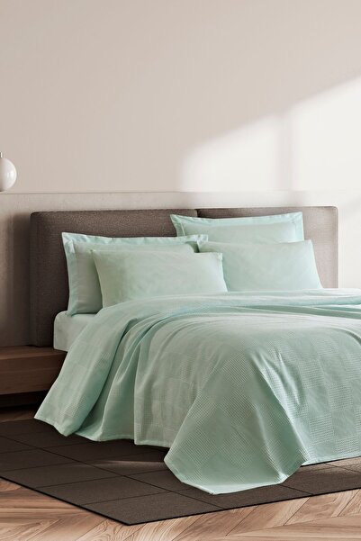 Enlora Home Plain Düz Renk Pike Takımı Tek Kişilik Mint