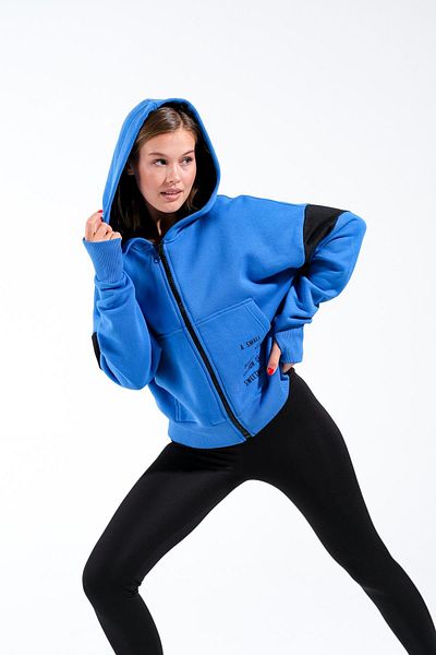 Signature Style 724604 _sweatshirt oversize cu glugă cu fermoar pentru femei