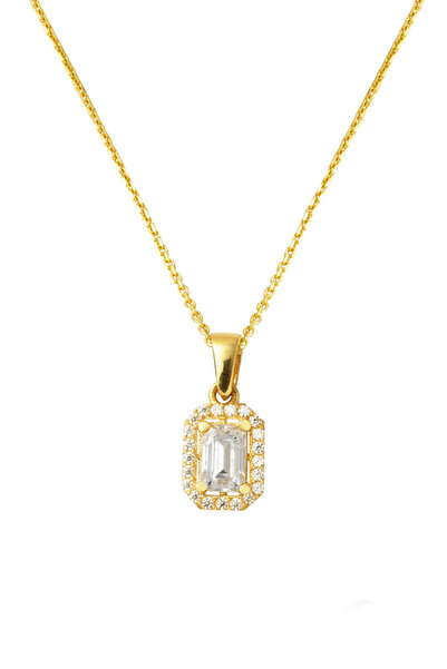 Bilezikci Baget Tek Taşlı 14 Ayar Altın Kolye