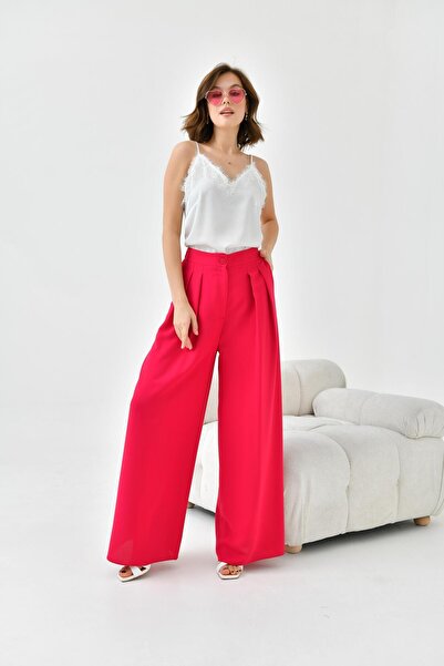 FTZ WOMEN بنطلون نسائي مطوي مرن فوشيا 30762