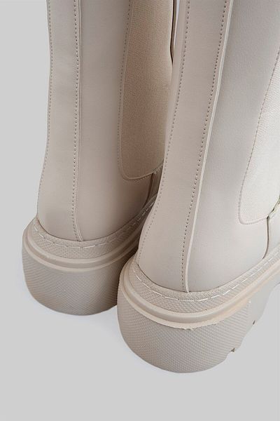 sovrana Long Boots with Rubber Detail Beige