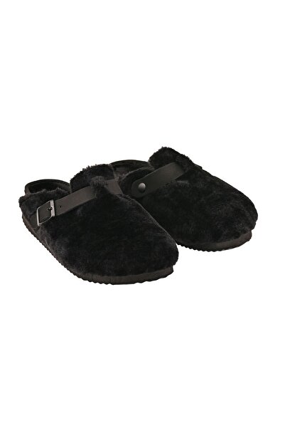 Moosefield Unisex Siyah Peluş Sabo Terlik
