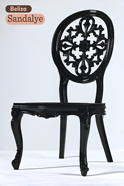 Badem10 Beliza Sandalye Sert Plastik Siyah Koltuk Bahçe Balkon Mutfak Yemek Masası Sandalyesi