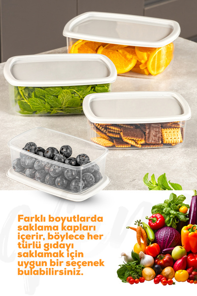 Evlinya Set of 4 Airtight Storage Containers Grey 1X(250-500-750-1200 ml)