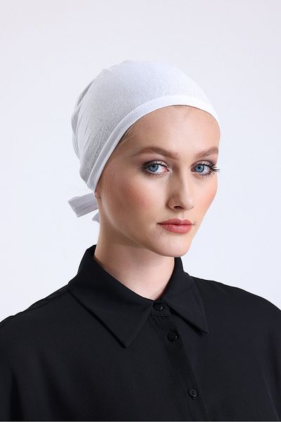 T Crazy Χτενισμένο βαμβακερό καπό Hijab - Επίπεδο, δεμένο και δεμένο εσωτερικό καπό με λεπτομέρεια ραφής