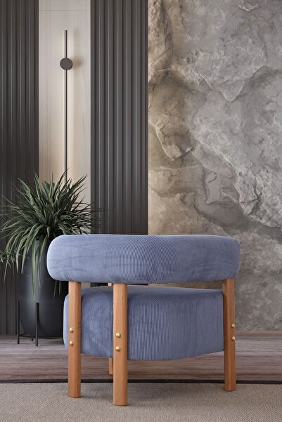 MELLMOD Sweet Mod Ahşap Ayaklı fitilli kadife Berjer