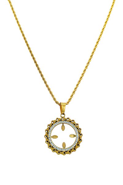 Çlk Accessories Steel Quarter Compatible Jewelled Frame Necklace