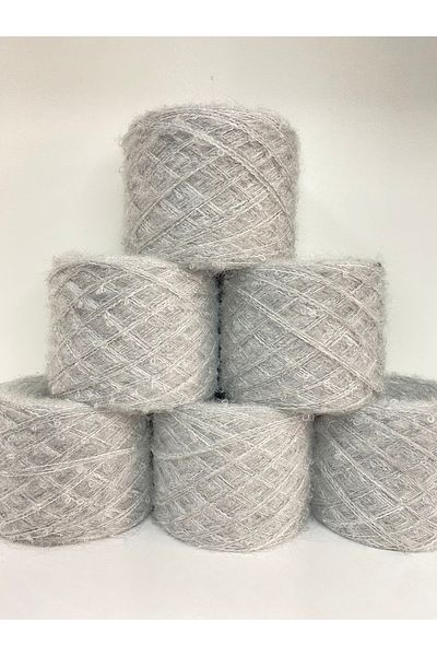göçer Moheracrylic boucle χρώματος ανοιχτό γκρι οπτικό δίχτυ 600γρ