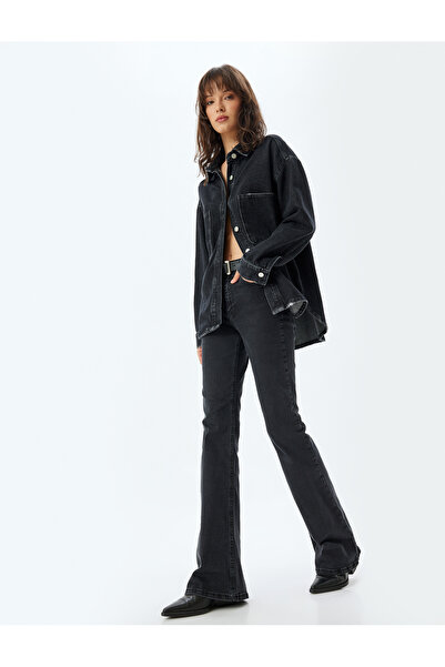 Koton Victoria Flare Siyah Kadın Jean Pantolon 5WAL40206MD