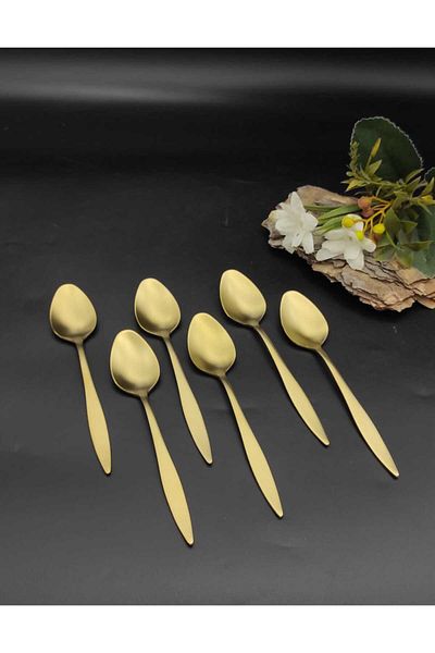 BRONDOFF -Matt Gold Titanium Dessert Spoons 6 Pieces
