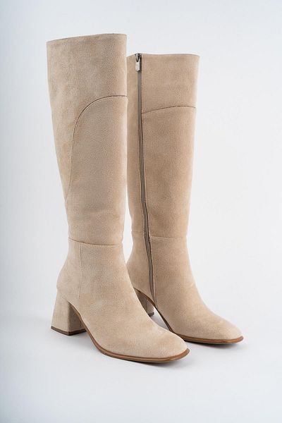 MUGGO Ventarus Guaranteed Blunt Toe Stone Detaillierte Damenstiefel mit Absatz
