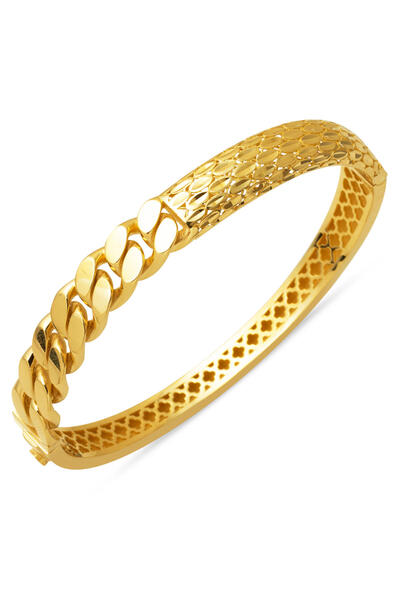 Bilezikci Modern Tasarımlı 14 Ayar Altın Kilitli Bilezik