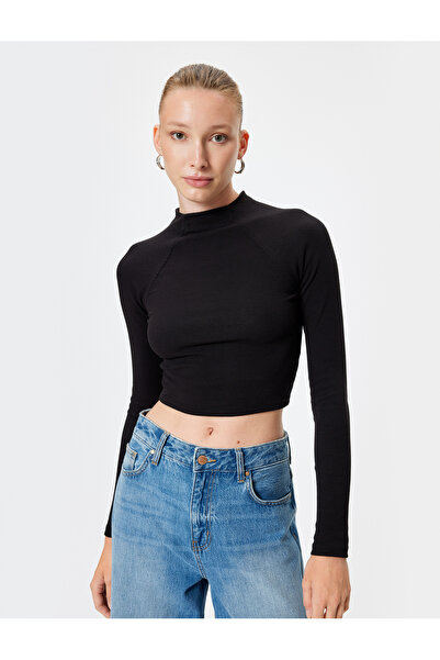 Koton Μακρυμάνικο κορμάκι με ριμπ γιακά, βαμβακερή λεπτή εφαρμογή