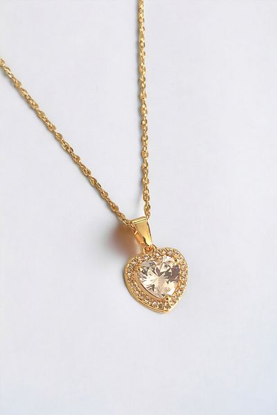 Çlk Accessories الصلب الزركون حجر القلب قلادة
