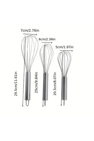 DEPOKON 3Pcs, Egg Beaters, 3 Different Sizes Stainless Steel Egg Beaters