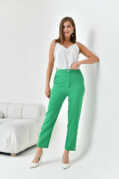 FTZ WOMEN Kadın Dar Paça Düğmeli Pantolon Benetton 30779