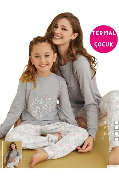 bie's Prețul produsului pentru copii este pentru 1 bucată - costum de pijama de iarnă termică alb gri cu buzunare - vândut separat