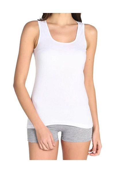 ENTAHA Tutku Women's White Ribbed Thick Strap Basic Undershirt 1 Piece