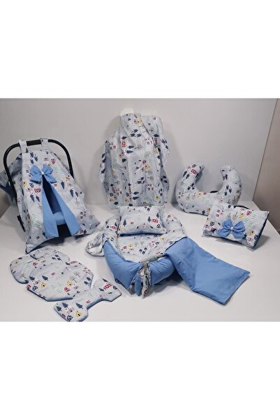 Balamira BALAMİRA MAVİ AĞAÇ DESENLİ OVAL 10 LU BABYNEST SETİ