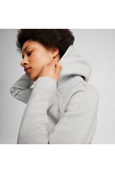 Puma Γυναικείο φούτερ με κουκούλα με φερμουάρ Evostripe σε γκρι χρώμα 681670 -04