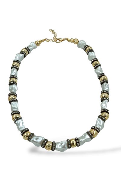 Çlk Accessories Premium Plate Necklace with Stone Detail