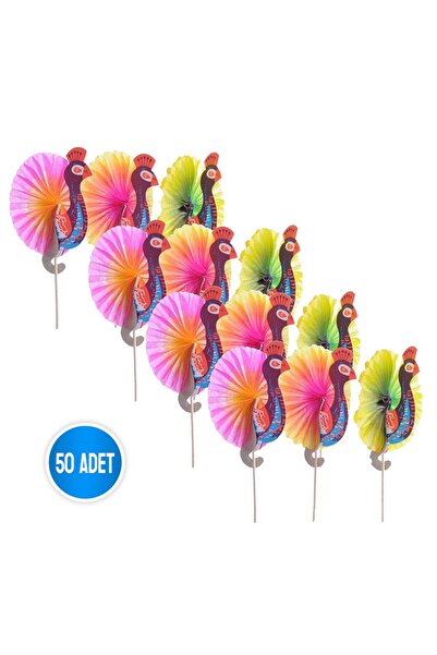 sinisgroupelektronik Renkli Yelpaze Kürdan Tavuskuşu 50 Adet/paket Sunum, Kok...