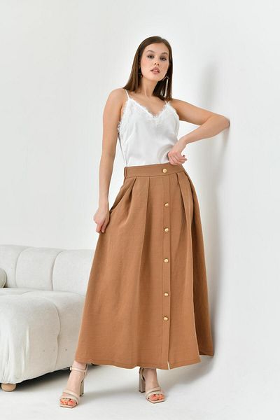 FTZ WOMEN Women's Buttoned Skirt Cocoa 30819